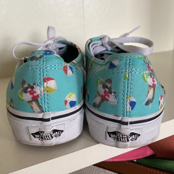 Vans kitty cat beach Val pool party teal shoes lo size 9 womens kawaii summer - Picture 5 of 8